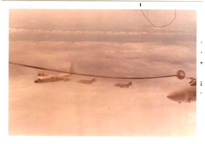 Multiple aircraft in aerial refueling formation
