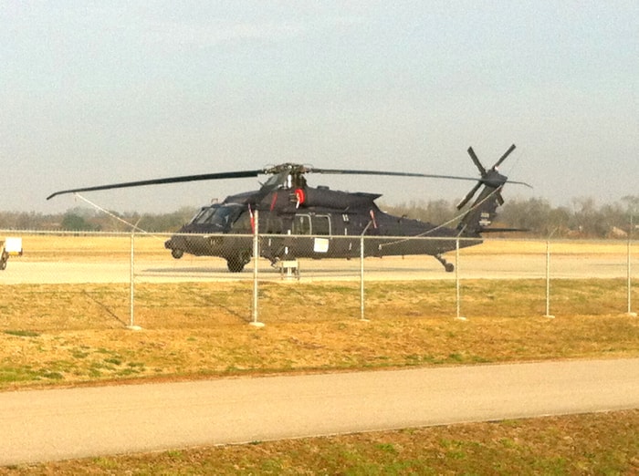 Black Hawk helicopter on runway