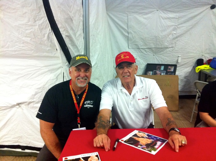 Two veterans at a military event
